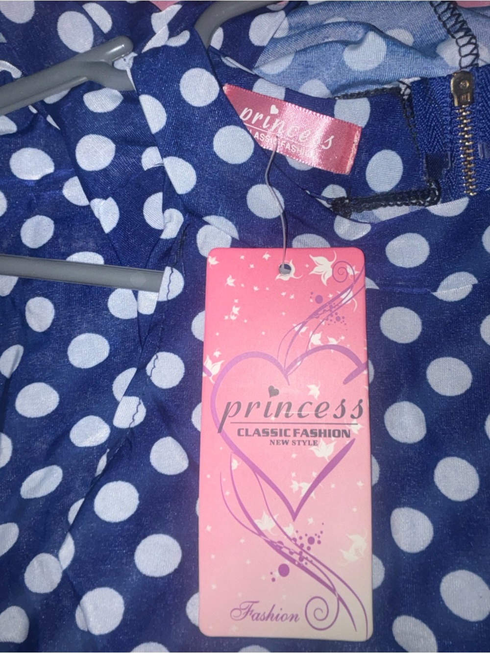 Prince Navy Blue Polka Dot Dress (Romper) with White Dots - Picture 4 of 7